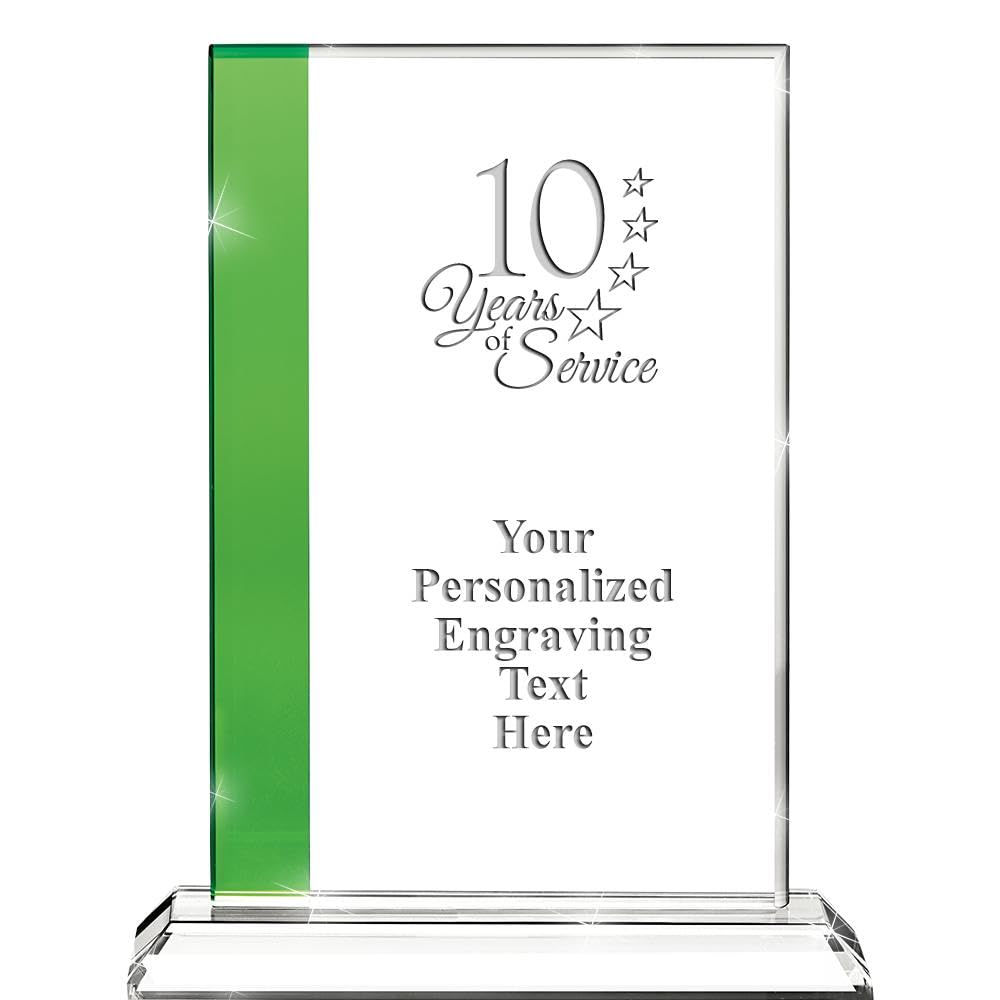 8" Emerald Green Florence Florence Personalized and Engraved Crystal Awards
