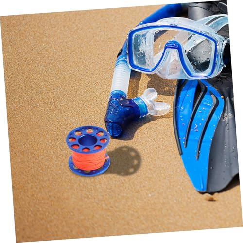 Carrete de buceo de aleación de aluminio con cuerda y soporte azul 4
