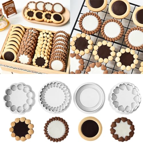4 formine per biscotti a forma di fiore 3D, per cioccolato, sandwich, marmellata, fiori, biscotti, stampini in plastica, stampi a stantuffo, stampi per biscotti 3D fai da te per pasticceria