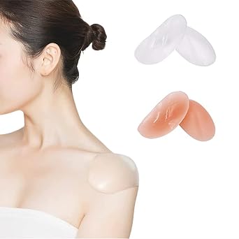 2 Pairs Shoulder Push-up Pads Soft Silicone Adhesive Shoulder Pads Anti-Slip Enhancer Shoulder Pads for Women (Transparent+flesh)