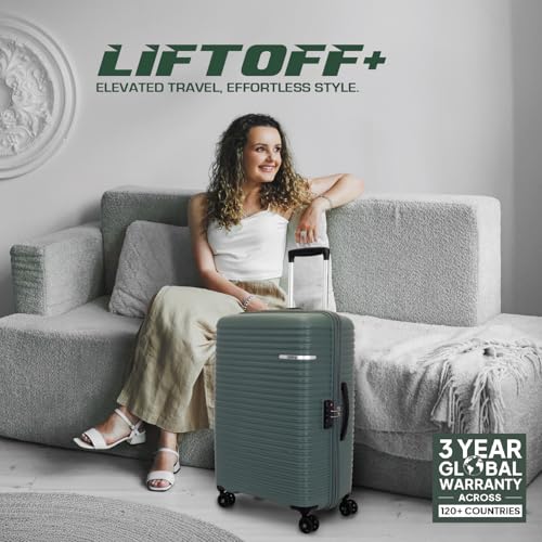 Image of American Tourister Liftoff+ | Medium Size Check-in Trolley Bag (67 cm) for Travel | 360 8 Wheel Travel Luggage | Hard Case Polypropylene (PP) Suitcase | Mounted TSA Lock | Dark Olive