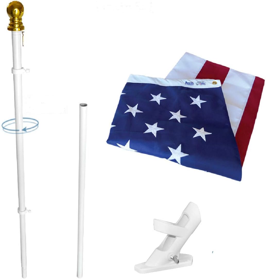 Annin Flagmakers American Flag SolarGuard Nylon Flag and Flagpole Kit, Estate Kit, 6 Feet (Model 238221)