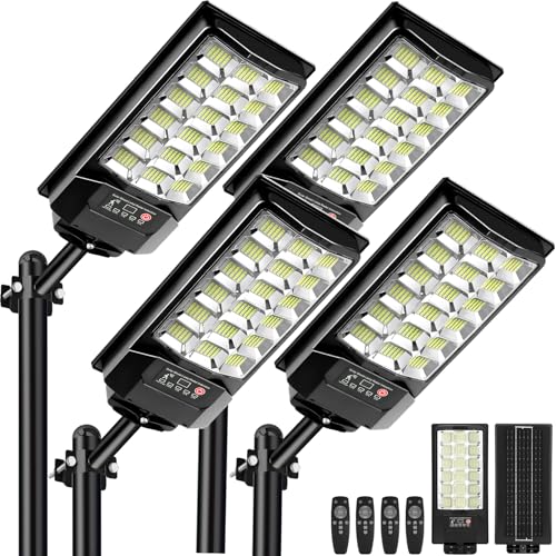 4 Pack Solar Street Lights Outdoor, Waterproof Motion Sensor Flood Light - image 1