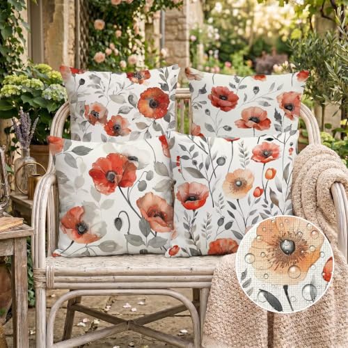 Housse de coussin de canapé imperméable et déperlante 45x45cm lot de 4 rouge - 3