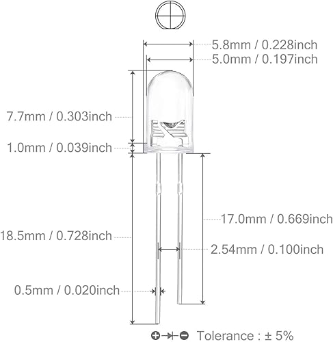 Miniatura 3 de 100 unidslote Transparente Redondo 0.197 in 3V Super Brillante Agua Claro Verde Rojo Blanco Amarillo Azul Bombillas LED Diodo Emisor F5 (Blanco)