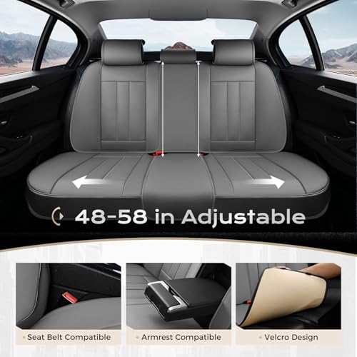 Image of Coverado Car Seat Cover, Cover for Cars Front Seat, Premium Leather, Universal Fit Waterproof Seat Protectors, Car Seat Cushion Non-Slip for Most Cars-Gray