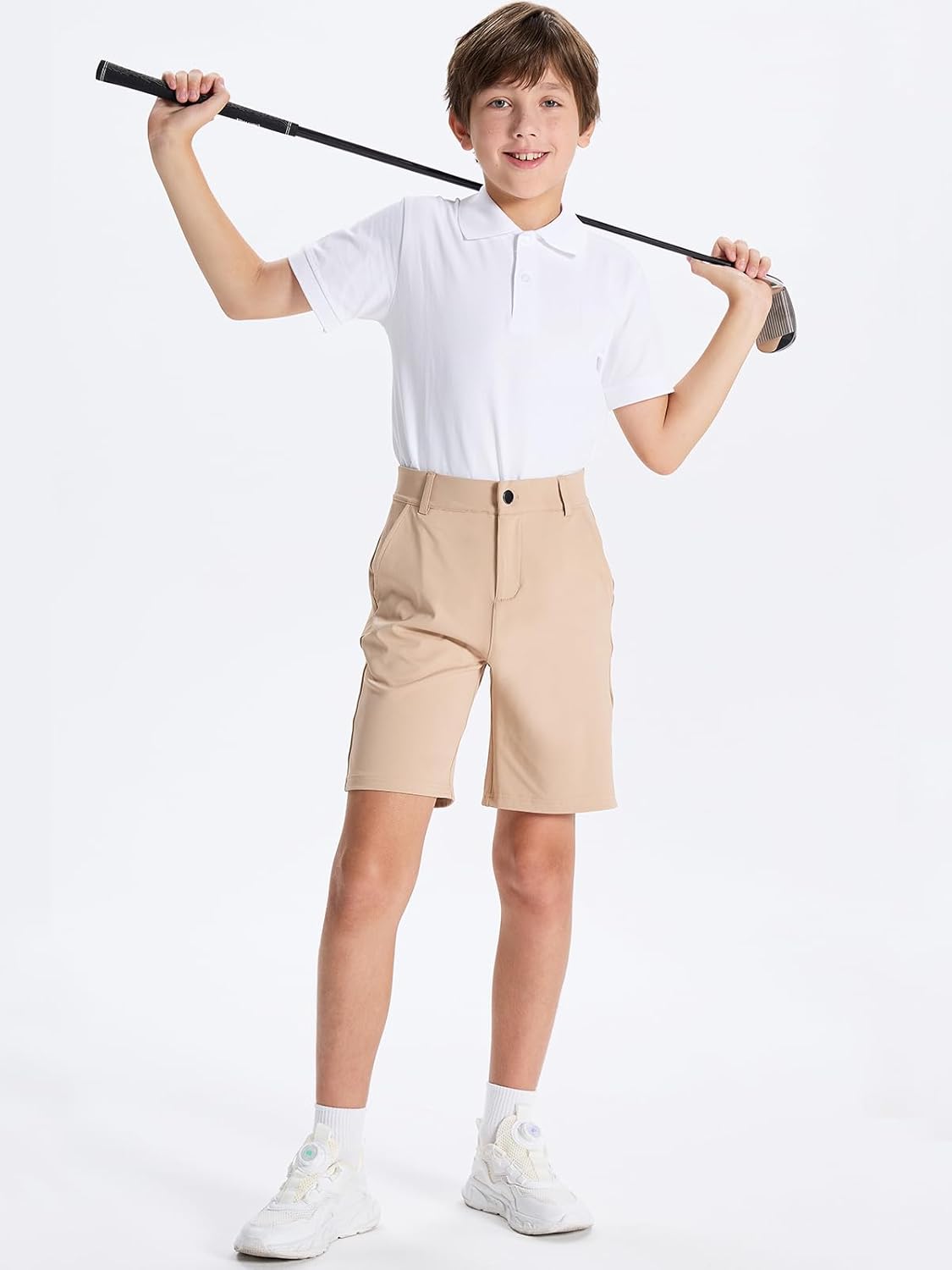 DEVOROPA Youth Boys Golf Shorts Stretch School Uniform Clothes Kids Flat Front Dress Chino Hybrid Twill Casual Shorts Pockets - Image 3