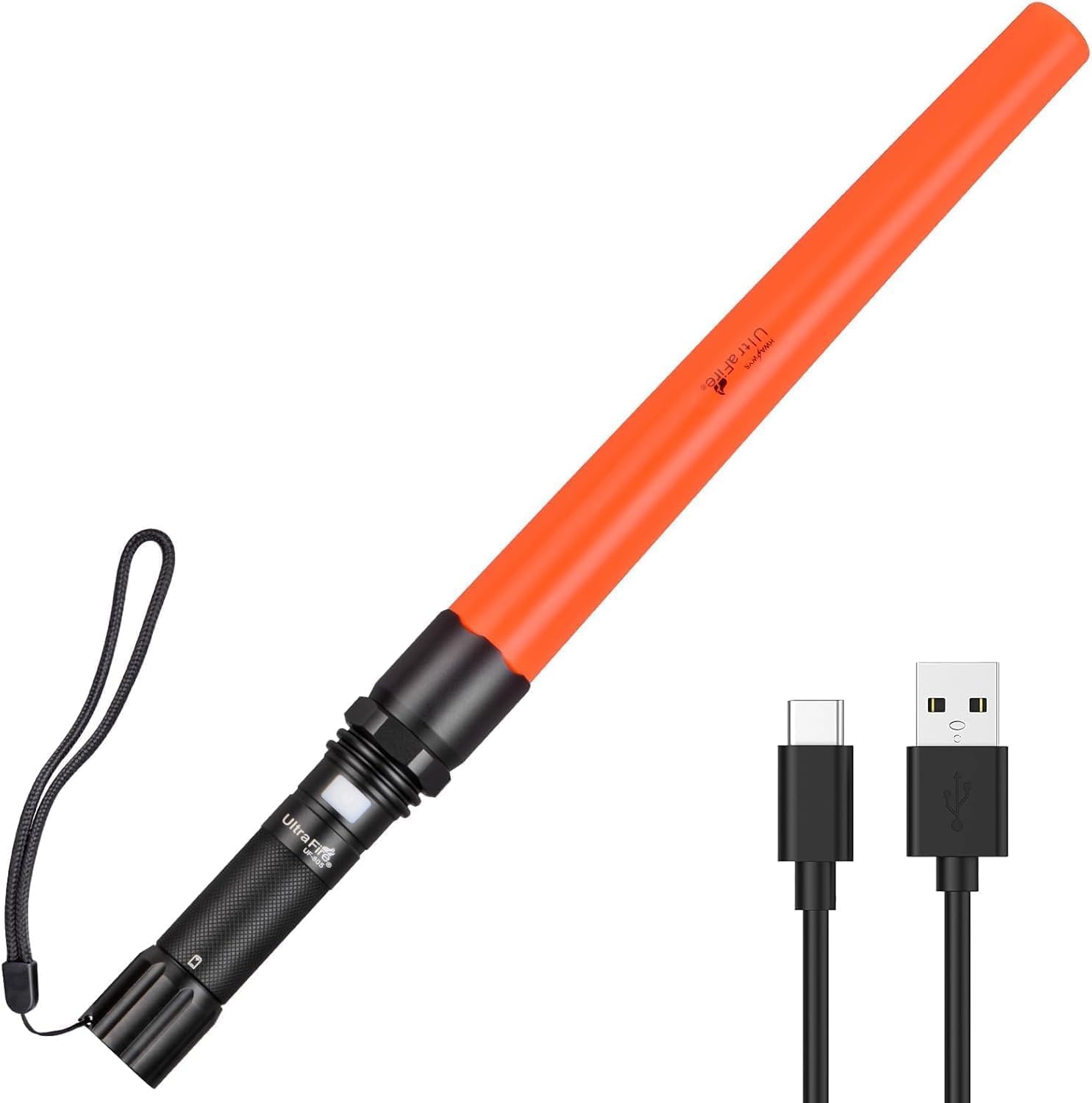 ULTRAFIRE Traffic Wand Rechargeable LED Torch, 619 Lumens 3 Modes Bright Safety Light, Signal Stick Marshaling Wand for Traffic Control, Airport, Parking, Police, Emergency, UF-805 (16 Inch)