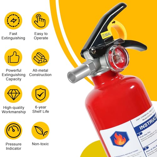 2 Pack ABC Dry Chemical Fire Extinguishers with Mount, 2.5 lb 1A:10B:C Rating for Home, Vehicle, Boat, Quick Release Handle, Compact & Portable Dry Powder Extinguisher - Image 3