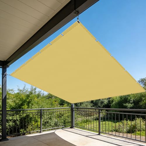 Vela de Sombra 2.6 x 5.5 m con Ojales y Cuerdas de Fijación Vela de Jardín Impermeable Resistente Al Desgarro para Exxterior como Jardin, Patio, Piscina, Exteriores, Amarillo Arena