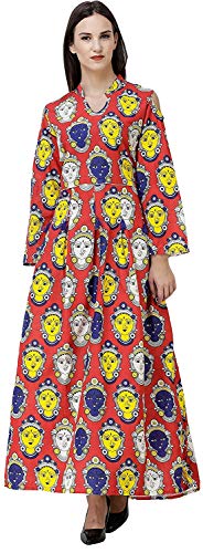 Women Casual Loose Bohemian Floral Print Empire Waist Long Maxi Summer Beach Swing Dress Plus Size (12Ap-29) #TOP5
