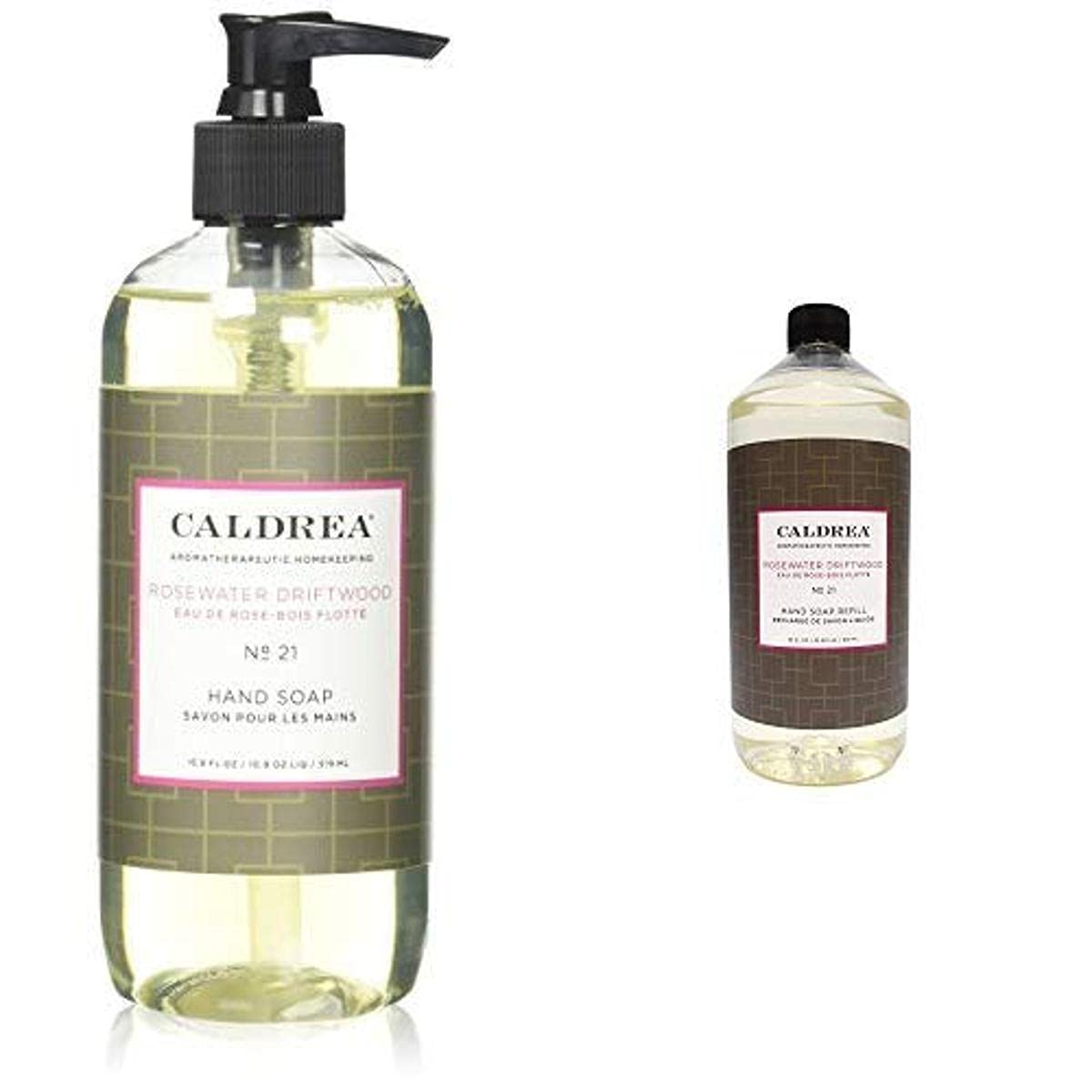 Caldrea Hand Soap Set, Rosewater Driftwood, 2 ct Hand Soap (10.8 fl oz), Hand Soap
