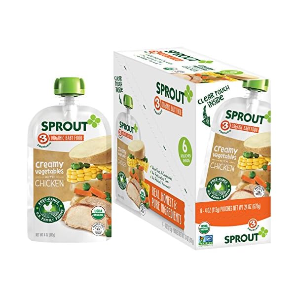 Sprout-Organic-Baby-Food-Pouches-Stage-3-Creamy-Vegetables-w-Chicken-4-Oz-Pack-of-12 Sprout Organic Baby Food Pouches Stage 3, Creamy Vegetables w/ Chicken, 4 Oz (Pack of 12)
