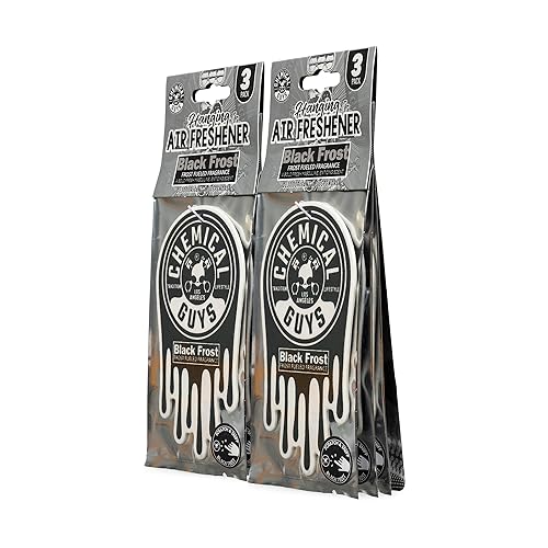 Image of Chemical Guys Hanging Air Freshener, Black Frost Scent 6 Pack, Great for Cars, Trucks, SUVs, RVs, Home, Garage, Workspace, Dorm Room & More (2 x 3 Packs) - AIR40502