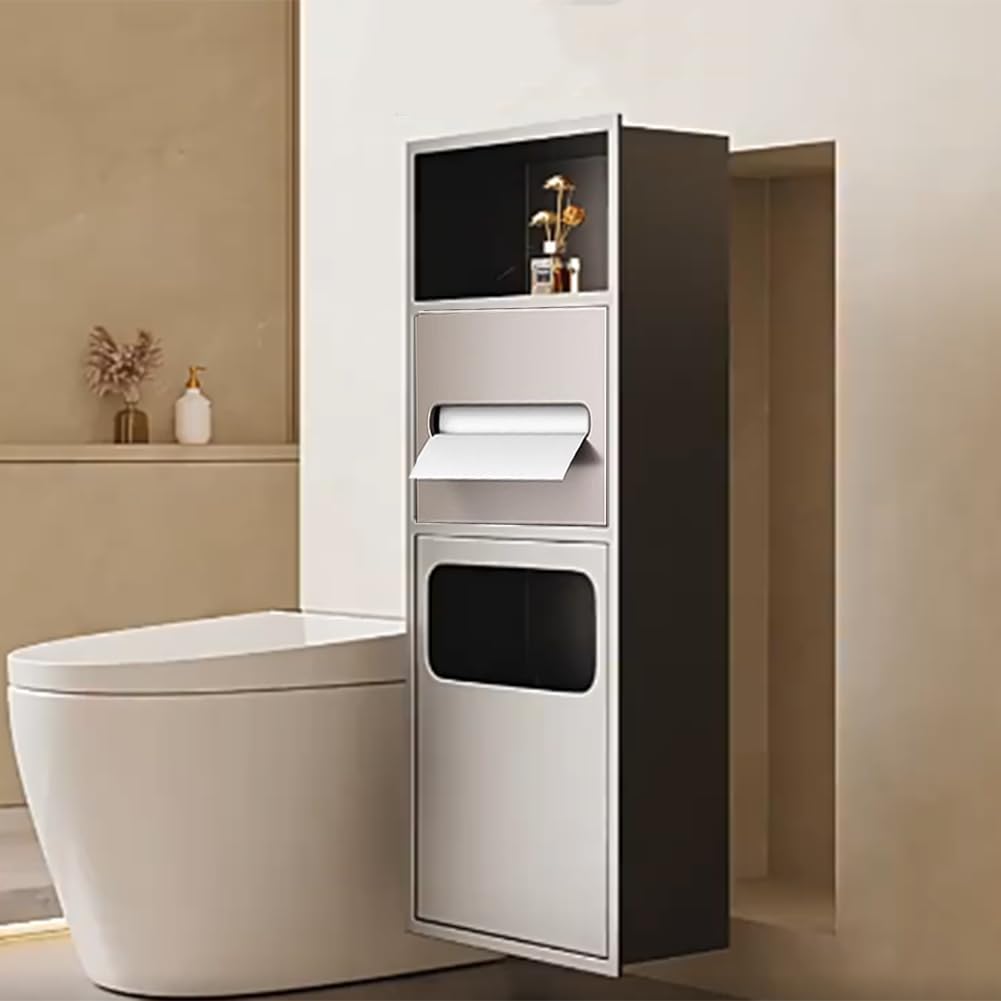 Stainless Steel Recessed Shower Niche, Waterproof Bathroom Storage Rack for Toiletries, Kitchen, Living Room, Bedroom, Hotel, Residential Use