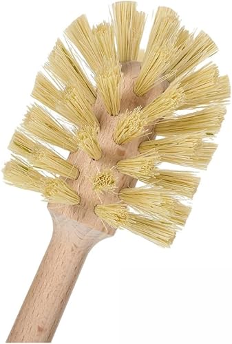 Miniatura 8 de husMait Cepillo para botellas con mango de madera extra largo y cerdas fuertes, limpia y frota frascos, vasos y platos de boca ancha de difícil