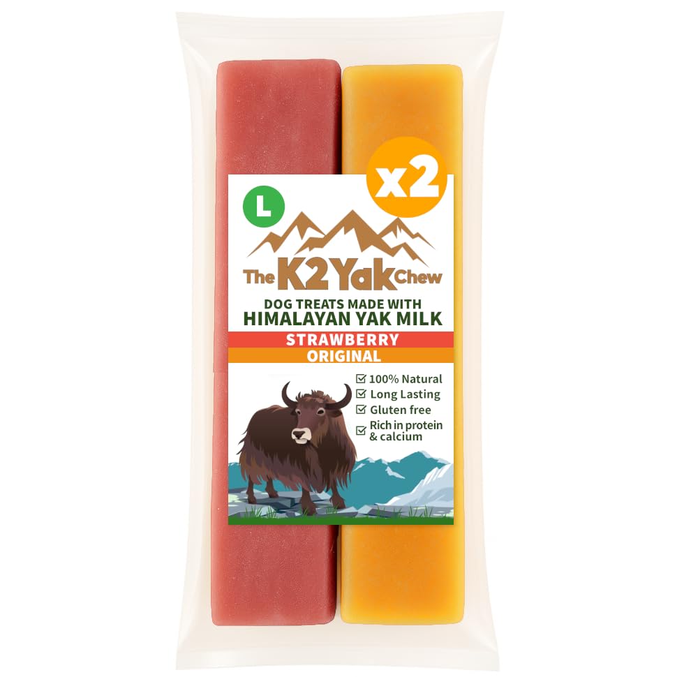 K2 Yak Chew Classic Duo Large, Himalayan Yak Milk Dog Chews, 2 Pack