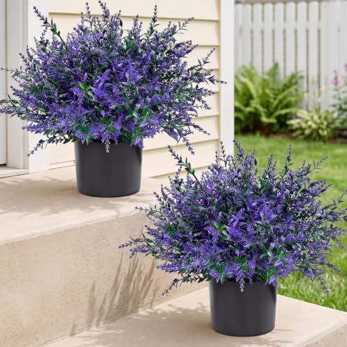 Artificial Lavender Potted Topiary Trees