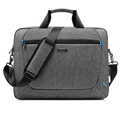 Srotek Sacoche Ordinateur Portable Sac à Main et à Bandoulière en Oxford Porte-Documents Sac Business Hommes Convient pour Macbook/Dell/Lenovo/ASUS/Toshiba/Acer -15,6 Pouces Ordinateur (Gris)