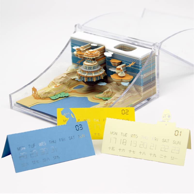 3D Castle Memo Pads With LED Light - 160 Sheets DIY Paper Art Sticky Notes