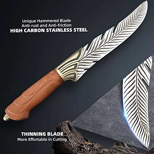 Veisky Professional Sharp Feather Boning Knives Handmade High Carbon Steel Kitchen Chef Cleaver Knife With Sheath For Outdoor Camping Bbq (6.5 Inch) #TOP2