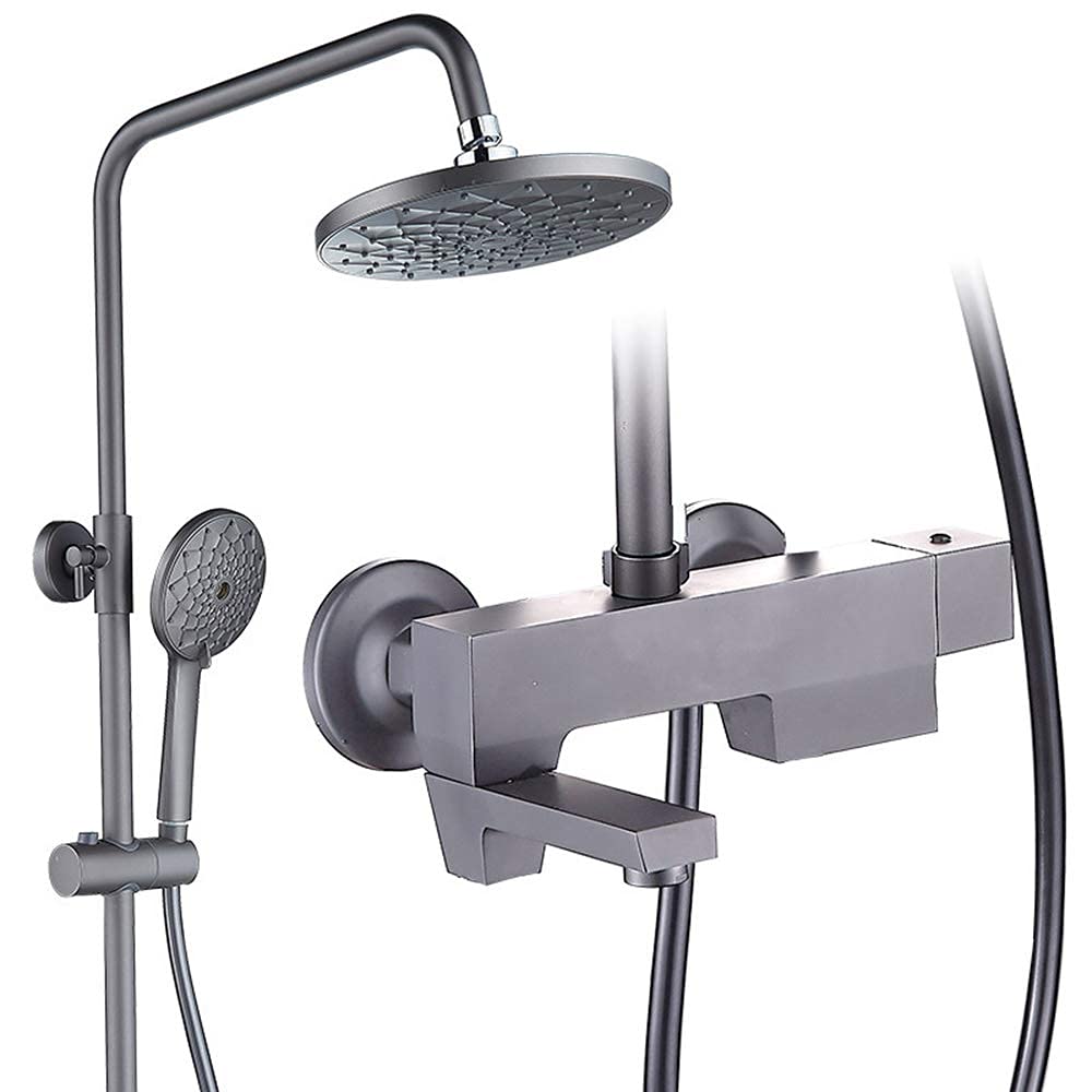 SWENEEN Handheld Showershower System Dark Gray Bathroom Shower Combination Set Multifunction Shower Faucet Set With Shower Head,Hand Shower,Rotatable Bath Faucet,Round,Round