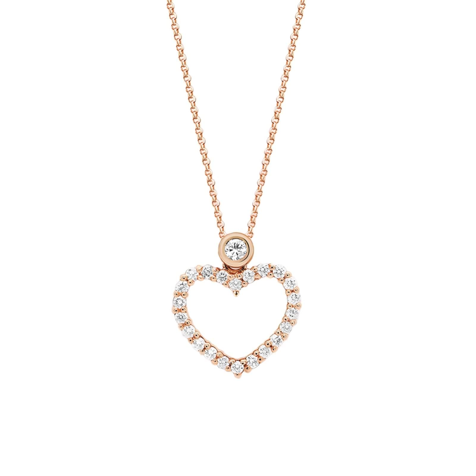 Cadena para mujer con colgante de corazón, cadena de diamante auténtico, 9 K/14 K/18 K, oro rosa, moda clásica