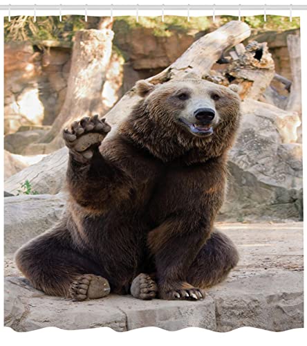 Animal amigable con los Osos - Cortina de Baño Antimoho Impermeable Lavable, Lindo Divertido Salvaje - Antibacteriana Poliester Tela con Anillas de Cortina Ducha Estiloso Bano Moderno - 182X182CM Cover