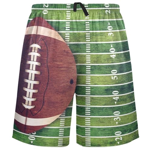 visesunny Men's Pajama Shorts Retro American Football Field Ball Soft Sleep Shorts for Men Pjs Bottoms pants with Pockets XL