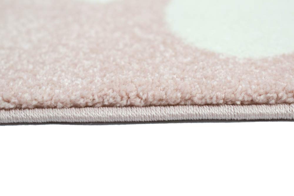 Teppich-Traum Tappeto per Bambini in Camera Arcobaleno con Nuvole e Cuori Rosa Größe 80x150 cm
