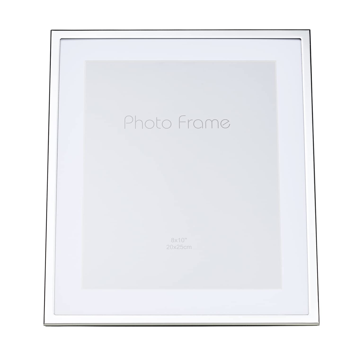 Happy Homewares Rectangular Silver Plated Matted Picture Frame to Hold 8" x 10" Picture - Tarnish Resistant Lacquer Coated with Black Velvet Backing