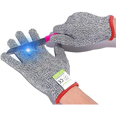 Cut Resistant Gloves for Kids - Food Grade Safety Cut Gloves for Meal Prep Crafts and Outdoors - EN388 Level 5 Protection from Knives Vegetable Peelers - Fits Both Hands, Grey (S) Cover