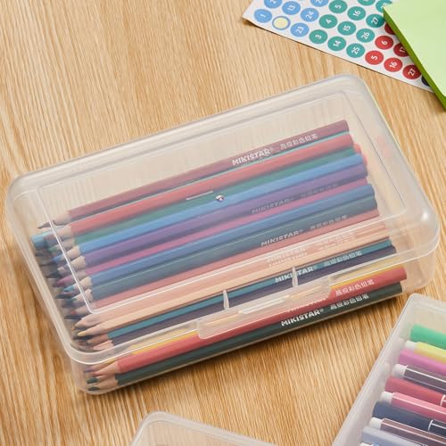 Image of 4 Pack Rectangular Clear Plastic Storage Containers, 8x4.7x2.3 inch | Hinged Lid, For Beads and Small Craft Items