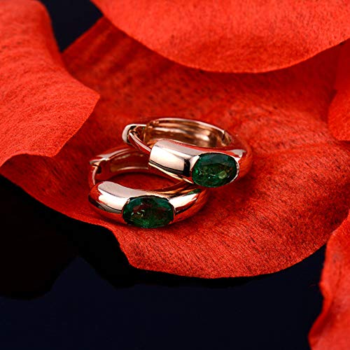 Daesar 18K Rose Gold Earrings For Women, Oval 1Ct Emerald Earrings Jewelry Hoop Earrings Rose Gold #TOP1