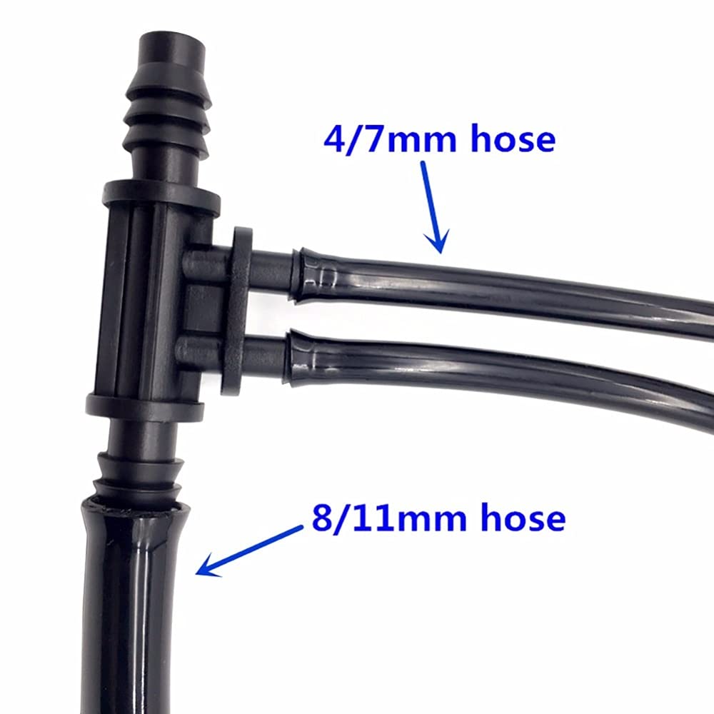 Schlauchverbinder-Adapter, 300 Stück, Vierfach Verwendbar, 8/11 Mm Bis 4/7 Mm, Schlauchverbinder-T-Stücke, Hochwertige Gartenwasserverbinder, Gartenbewässerungswerkzeuge