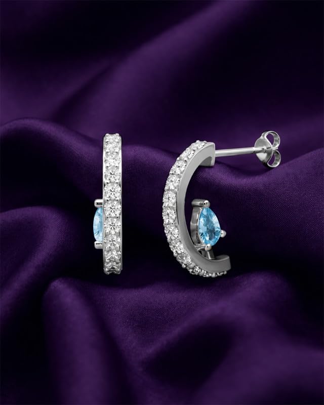 Image of CLARA 925 Sterling Silver Hoop Bali Earrings | Platinum Plated | Daily Wear |Gift for Women and Girls