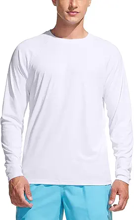 TSLA Men's Rashguard Swim Shirts, UPF 50+ Loose-Fit Long Sleeve Shirts, Cool Running Workout SPF/UV Sun Shirts