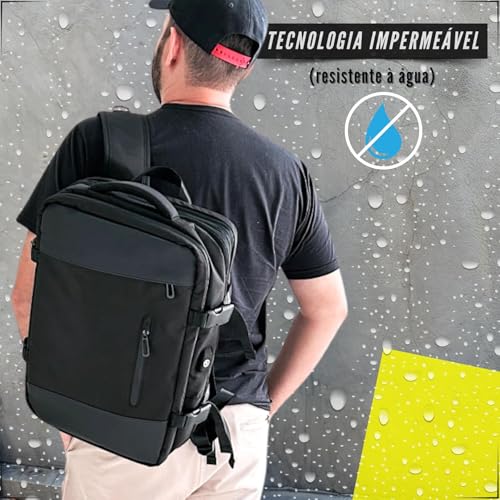 Mochila Viagem Avião Expansivel 45L Aeroporto Expansiva 45 x 33 x 24cm Ergonômica à Prova D'água Re