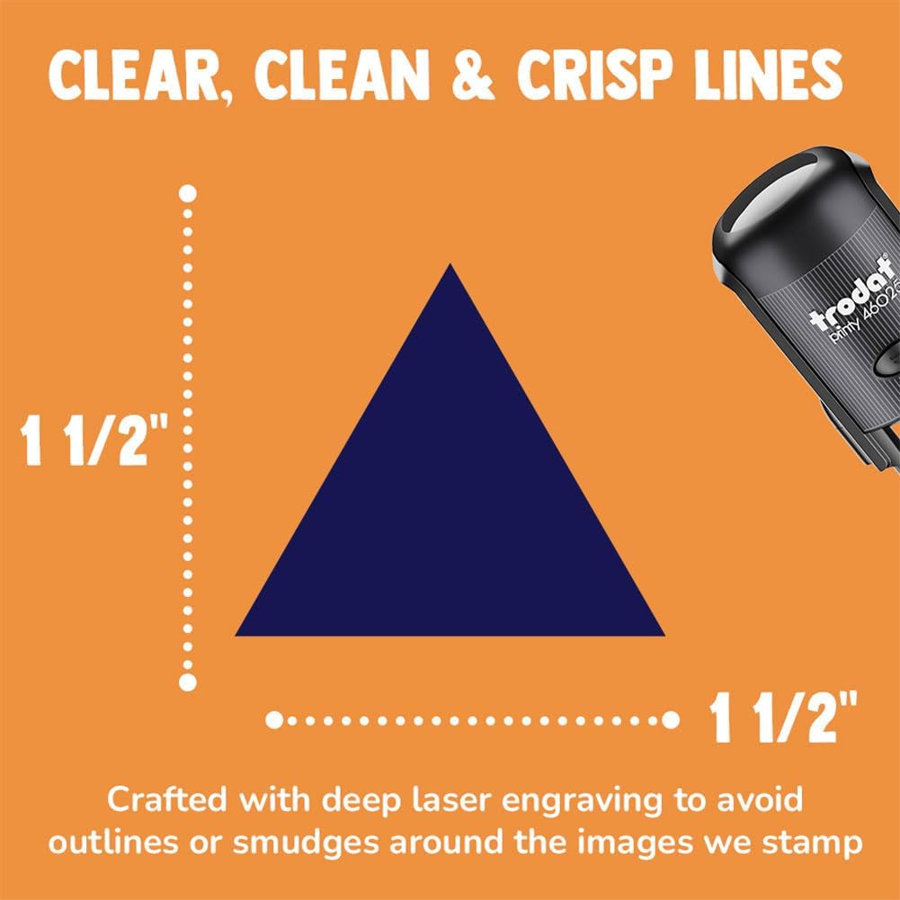 Triangle Solid Self-Inking Rubber Stamp Ink Stamper for Stamping Crafting Planners - 1-1/2 Inch Large - Black Ink