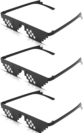 3 Pack Thug Life Sunglasses, Mosaic Pixel Sunglasses Funny Glasses for Party Dress Up Costume Accessories, Unisex Photo Props, Party Favors
