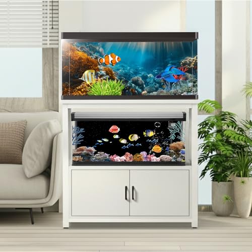 Image of 2 Pack Aquarium Background, 28x12 inch Vinyl Cloth Fish Background,Ocean & Black, for Fish Aquarium Decor Background