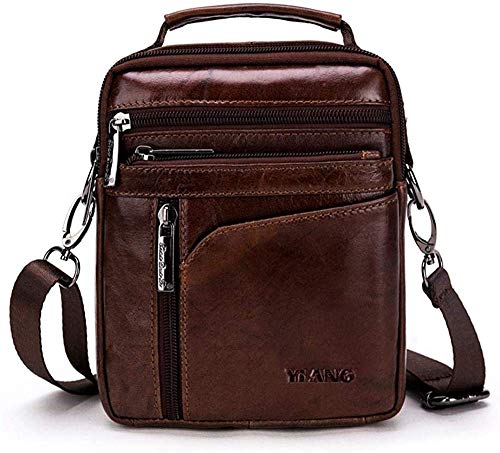 Gaocheng Sac Porté épaule en Cuir Sacoche Bandouliere Cuir Homme Veritable Petit Porte-Documents Sacoche Cartable Crossbody Sac à Main Sac avec Sangle Réglable Marron … Cover
