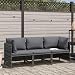 Mengtu Gartensofa 3-Sitzer Grau mit anthrazit Kissen - PE-Rattan, Stahl, 60x60x60 cm - für Terrasse oder Garten Terrassensofas, Gartenmöbel 313499