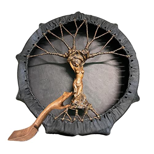 Tambor xamã - Tambor xamã Árvore da vida Tambor siberiano - Tambor xamânico feito à mão com bastão d