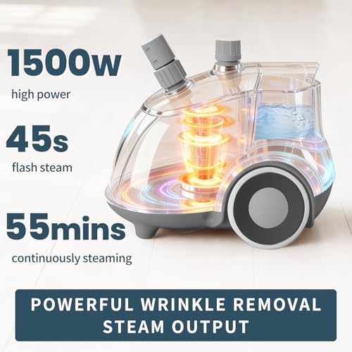 Image of NEWBULIG Garment Steamer for Clothes Standing, 1500W Efficient Clothes Steamer Standing with Wheels, Professional 58OZ Water Tank for Continuous Steaming, Fast Heating Wrinkle Remover