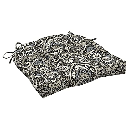 Image of Arden Selections Rocking Chair Cushion, 21 x 21, Rain-Proof, Fade Resistant, Cushion for Rocking and Outdoor Chairs 18 x 20, Black Aurora Damask (Pack of 4)