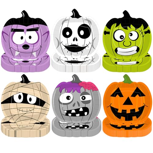 FANNEV 48Pcs Halloween Paper Plates 9 Inch Disposable Pumpkin Ghost Party Plates Halloween Party Supplies Dessert Plates for Kids Spooky Holiday Dinner Tableware Decorations
