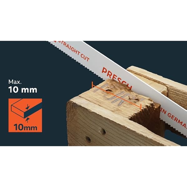 Presch Säbelsägeblätter Universal Holz und Edelstahl 210mm 10 Stk. - Variozahn 8% Cobalt Sägeblätter für Hartmetall und Holz - Universalschaft Reciprosäge Sägeblätter Set inkl. Box – Bild 8