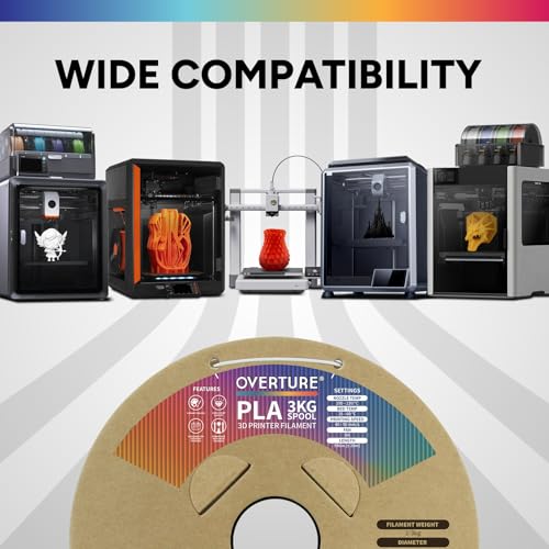 Image of OVERTURE PLA Filament 1.75mm, Neatly Wound 3D Printer Filament 3kg Spool (6.6lbs), Dimensional Accuracy + /- 0.02 mm, Fit Most FDM 3D Printers (White 3KG-1 Pack)