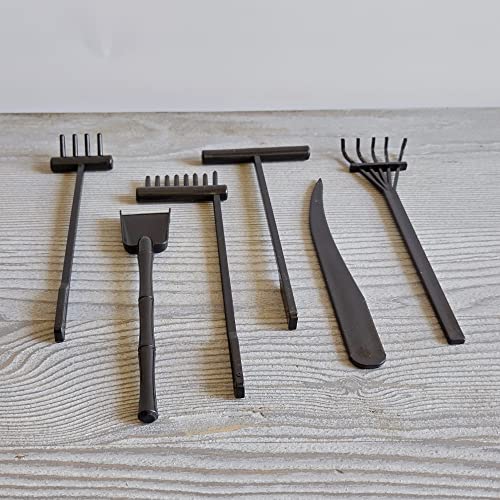 ZEN&TAO Japanese Miniature Zen Garden Six Pieces Tools Kit Set Stylish Design Easy to Clean Mould Free Sturdy and Functional Perfect Match for DIY Mini Zen Garden (Black) - Image 2